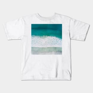 Blue Ocean Waves And Yellow Sand Kids T-Shirt